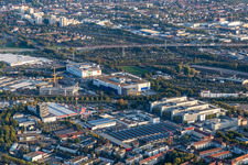 Vue aérienne de Gerwigstraße et Durlacher Allee à le quartier Oststadt in Karlsruhe dans le département Bade-Wurtemberg, Allemagne