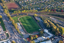 Vue aérienne de Terrain de sport ESG Frankonia eV à le quartier Oststadt in Karlsruhe dans le département Bade-Wurtemberg, Allemagne