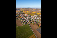 Photographie aérienne de Vue automnale du village décoloré à le quartier Jerusalemsberg in Kirchheim an der Weinstraße dans le département Rhénanie-Palatinat, Allemagne