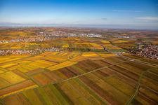 Vue aérienne de Leiningerland Kleinkarlbach vers Kirchheim à le quartier Jerusalemsberg in Kirchheim an der Weinstraße dans le département Rhénanie-Palatinat, Allemagne