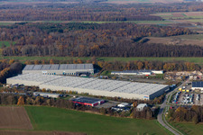 Photographie aérienne de Zone commerciale Horst avec Magna Interiors, Random Logistics, STS Group et Thermo Fisher à le quartier Minderslachen in Kandel dans le département Rhénanie-Palatinat, Allemagne