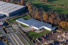 Vue aérienne de Locaux de l'usine " ThermoFisher à le quartier Minderslachen in Kandel dans le département Rhénanie-Palatinat, Allemagne
