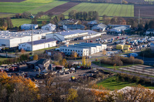 Vue aérienne de WWV utilisation de la chaleur GmbH à le quartier Minderslachen in Kandel dans le département Rhénanie-Palatinat, Allemagne
