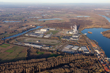 Vue aérienne de Piste d'essai et zone de formation au centre de sécurité routière et zone de formation à la circulation " Mercedes-Benz EVZ à Wörth am Rhein dans le département Rhénanie-Palatinat, Allemagne