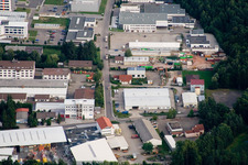 Ittersbach, zone industrielle à le quartier Im Stockmädle in Karlsbad dans le département Bade-Wurtemberg, Allemagne hors des airs