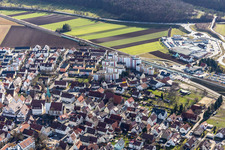 Vue aérienne de À la porte de la paroisse à Renningen dans le département Bade-Wurtemberg, Allemagne