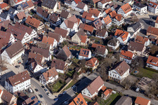 Vue aérienne de Rue principale à Renningen dans le département Bade-Wurtemberg, Allemagne