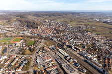 Vue aérienne de Vue d'ensemble de la ville depuis l'ouest à Herrenberg dans le département Bade-Wurtemberg, Allemagne