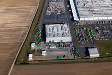 Vue aérienne de Site de l'usine de construction automobile de Joseph Voegele AG à le quartier Rheingönheim in Ludwigshafen am Rhein dans le département Rhénanie-Palatinat, Allemagne