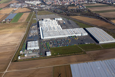 Site de l'usine de construction automobile de Joseph Voegele AG à le quartier Rheingönheim in Ludwigshafen am Rhein dans le département Rhénanie-Palatinat, Allemagne d'en haut