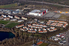 Vue aérienne de Meubles Höffner à le quartier Rheinau in Mannheim dans le département Bade-Wurtemberg, Allemagne
