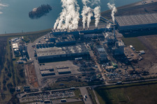 Usine de papier Palm dans la zone industrielle d'Oberwald à Wörth am Rhein dans le département Rhénanie-Palatinat, Allemagne vue d'en haut