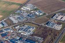 Vue aérienne de Zone industrielle Nord avec ITK Engineering, DBK, MTS Group à Rülzheim dans le département Rhénanie-Palatinat, Allemagne