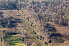 Vue aérienne de Klingbach au début du printemps à Steinweiler dans le département Rhénanie-Palatinat, Allemagne