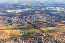 Lingenfeld dans le département Rhénanie-Palatinat, Allemagne du point de vue du drone