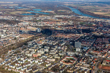 Vue aérienne de Ouest à le quartier Burgfeld in Speyer dans le département Rhénanie-Palatinat, Allemagne