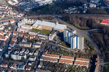 Vue aérienne de Centre de collections / Musée historique du Palatinat dans le monument industriel du site An der Cotton Spinnerei à le quartier Burgfeld in Speyer dans le département Rhénanie-Palatinat, Allemagne