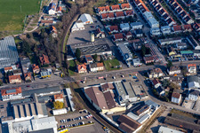 Vue aérienne de Zone commerciale et implantation d'entreprises sur l'ancien site Promarkt, Rabensteinerweg à Speyer dans le département Rhénanie-Palatinat, Allemagne