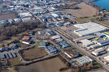 Vue aérienne de Zone industrielle et commerciale le long de l'Auestrasse à le quartier Ludwigshof in Speyer dans le département Rhénanie-Palatinat, Allemagne