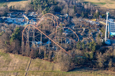 Vue aérienne de Centre de loisirs - parc d'attractions Holiday Park GmbH sur Holidayparkstrasse à Haßloch dans le département Rhénanie-Palatinat, Allemagne