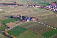 Vue aérienne de Windhof, frontière verte avec la France à Schweighofen dans le département Rhénanie-Palatinat, Allemagne