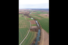 Vue aérienne de Étangs à poissons d'Otterbach à Niederotterbach dans le département Rhénanie-Palatinat, Allemagne