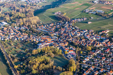 Vue oblique de Siebeldingen dans le département Rhénanie-Palatinat, Allemagne