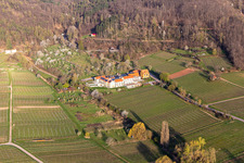 Photographie aérienne de Hôtel de bien-être Alte Rebschule et Gasthaus Sesel au printemps à le quartier Rhodt in Rhodt unter Rietburg dans le département Rhénanie-Palatinat, Allemagne