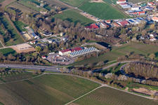 Vue oblique de Systèmes de refroidissement de la centrale géothermique à Insheim dans le département Rhénanie-Palatinat, Allemagne