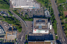 Vue aérienne de XXXLutz Mann Furniture Karlsruhe à le quartier Rintheim in Karlsruhe dans le département Bade-Wurtemberg, Allemagne