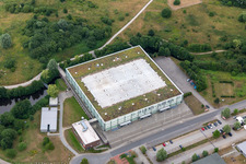 Vue aérienne de Espace événementiel et de concerts de la Flens-Arena à le quartier Sünderup in Flensburg dans le département Schleswig-Holstein, Allemagne