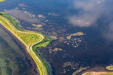 Vue aérienne de Surface de l'eau au bord de la mer avec le pont Noor sur le fjord de Flensburg en Holnis à le quartier Holnis in Glücksburg dans le département Schleswig-Holstein, Allemagne
