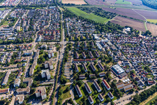 Quartier Leopoldshafen in Eggenstein-Leopoldshafen dans le département Bade-Wurtemberg, Allemagne depuis l'avion