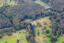 Vue aérienne de Camp de tentes à la cabane-grill d'Altenberg à Wernersberg dans le département Rhénanie-Palatinat, Allemagne
