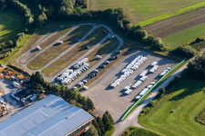 Usine de fabrication de véhicules de Hymer Reisemobile GmbH à le quartier Steinenberg in Bad Waldsee dans le département Bade-Wurtemberg, Allemagne vue d'en haut