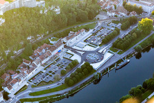 Vue aérienne de Parking Square Rivotte à le quartier Citadelle in Besançon dans le département Doubs, France