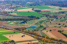 Terrain du parcours de golf Golfpark Karlsruhe GOLF absolu à le quartier Hohenwettersbach in Karlsruhe dans le département Bade-Wurtemberg, Allemagne depuis l'avion