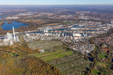 Quartier Rheinhafen in Karlsruhe dans le département Bade-Wurtemberg, Allemagne hors des airs