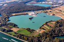 Vue aérienne de Baggersee WOLFF & MÜLLER Quartz Sande GmbH Usine Hagenbach à Hagenbach dans le département Rhénanie-Palatinat, Allemagne