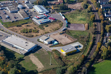 Vue aérienne de Centre de distribution postale et nouveau bâtiment de la police fédérale à Kandel dans le département Rhénanie-Palatinat, Allemagne