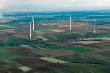 Vue oblique de Parc éolien à Freckenfeld dans le département Rhénanie-Palatinat, Allemagne