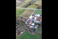 Vue aérienne de Boiseries d'Orth au Schaidter Mühle à le quartier Schaidt in Wörth am Rhein dans le département Rhénanie-Palatinat, Allemagne