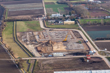 Vue aérienne de Chantier de construction du nouveau bâtiment d'IFCO SYSTEMS GmbH, Panattoni Park à Mutterstadt dans le département Rhénanie-Palatinat, Allemagne