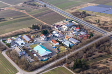 Vue aérienne de Zone commerciale dans le Nauroth à Ellerstadt dans le département Rhénanie-Palatinat, Allemagne