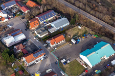 Vue aérienne de Zone commerciale In der Nauroth, Harry Anton construction de plomberie et de chauffage à Ellerstadt dans le département Rhénanie-Palatinat, Allemagne