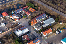 Photographie aérienne de Zone commerciale In der Nauroth, Harry Anton construction de plomberie et de chauffage à Ellerstadt dans le département Rhénanie-Palatinat, Allemagne