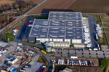 Vue aérienne de Centre logistique du Lekkerland Mannheim à le quartier Roxheim in Bobenheim-Roxheim dans le département Rhénanie-Palatinat, Allemagne