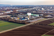 Vue aérienne de Station d'épuration BASF Lanfer Logistik GmbH / HELA GmbH Hermann Lanfer à le quartier Mörsch in Frankenthal dans le département Rhénanie-Palatinat, Allemagne