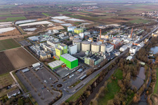 Vue oblique de Südzucker AG à Obrigheim dans le département Rhénanie-Palatinat, Allemagne
