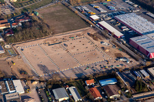 Vue aérienne de Chantier du nouveau centre logistique de Hornbach Essingen à le quartier Dreihof in Essingen dans le département Rhénanie-Palatinat, Allemagne